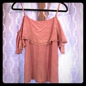 Distressed off the shoulder top